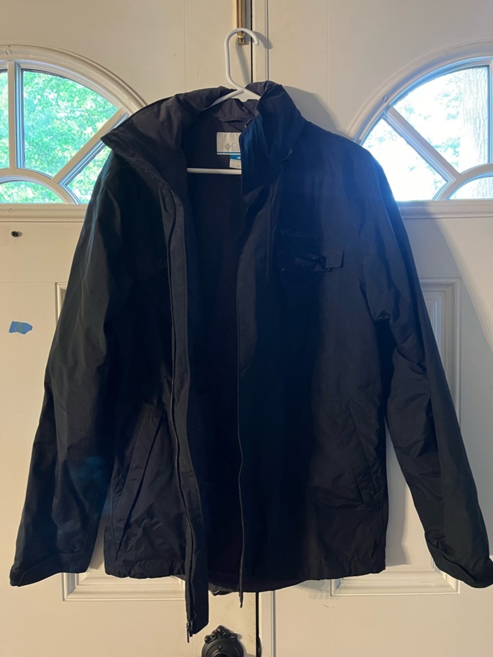 Black Men's Columbia Raincoat with Hood